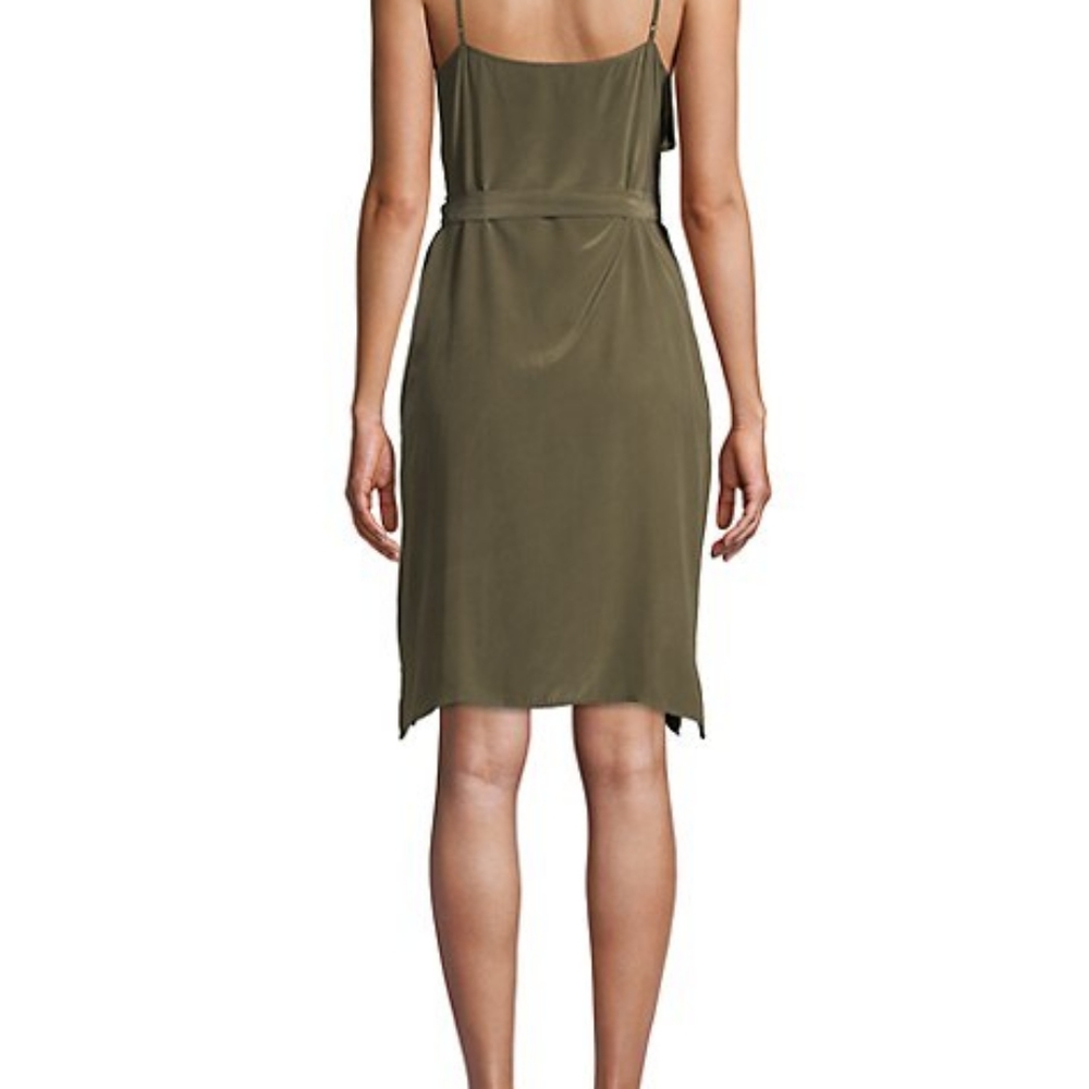 L'AGENCE Julieta Olive Silk Wrap Dress NWOT - Picture 4 of 6